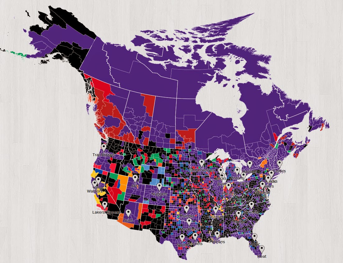 Twitter creates interactive map of NBA fans; guess which team has the
