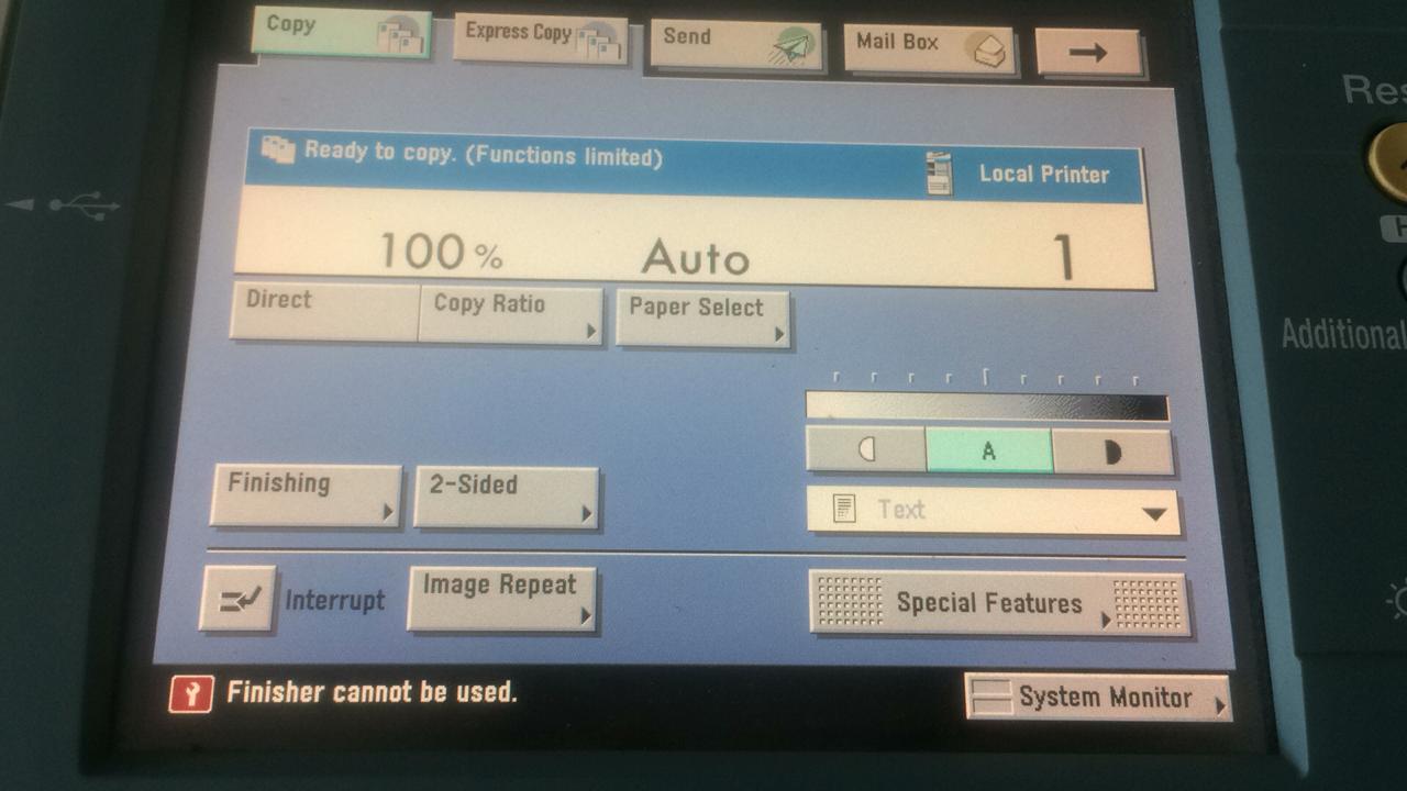 Mengatasi Pesan finisher cannot be used pada layar utama. Pesan Copy