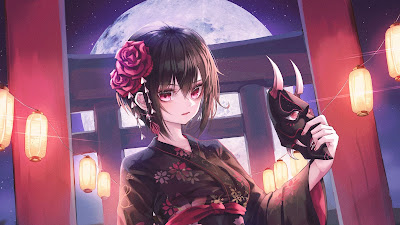 Anime Girl Kimono Traditional Japanese bridge Anime Girl Kimono Traditional Japanese bridge