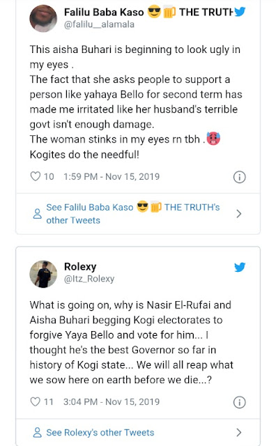 Aisha Buhari Under Fire For Supporting Yahaya Bello’s Second Term Bid (Photos)