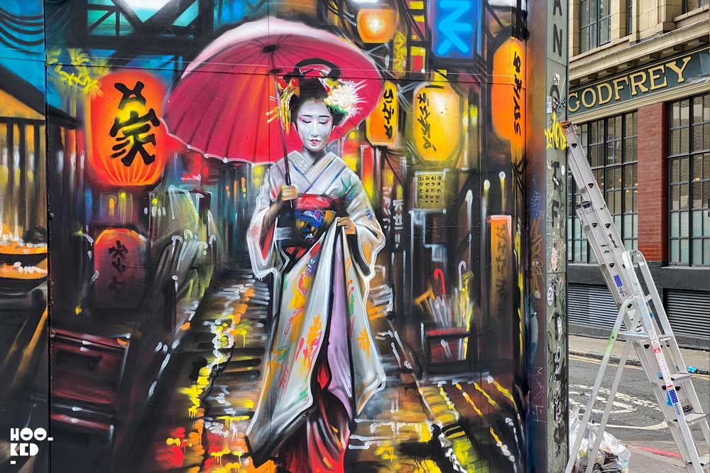 Dan Kitcheners Beautiful Geisha Street Art in London