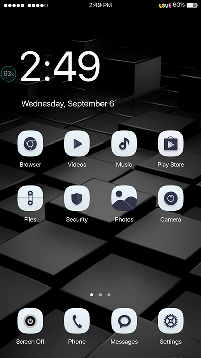 Oppo F3|F3 Plus IOS Theme Black and White Theme