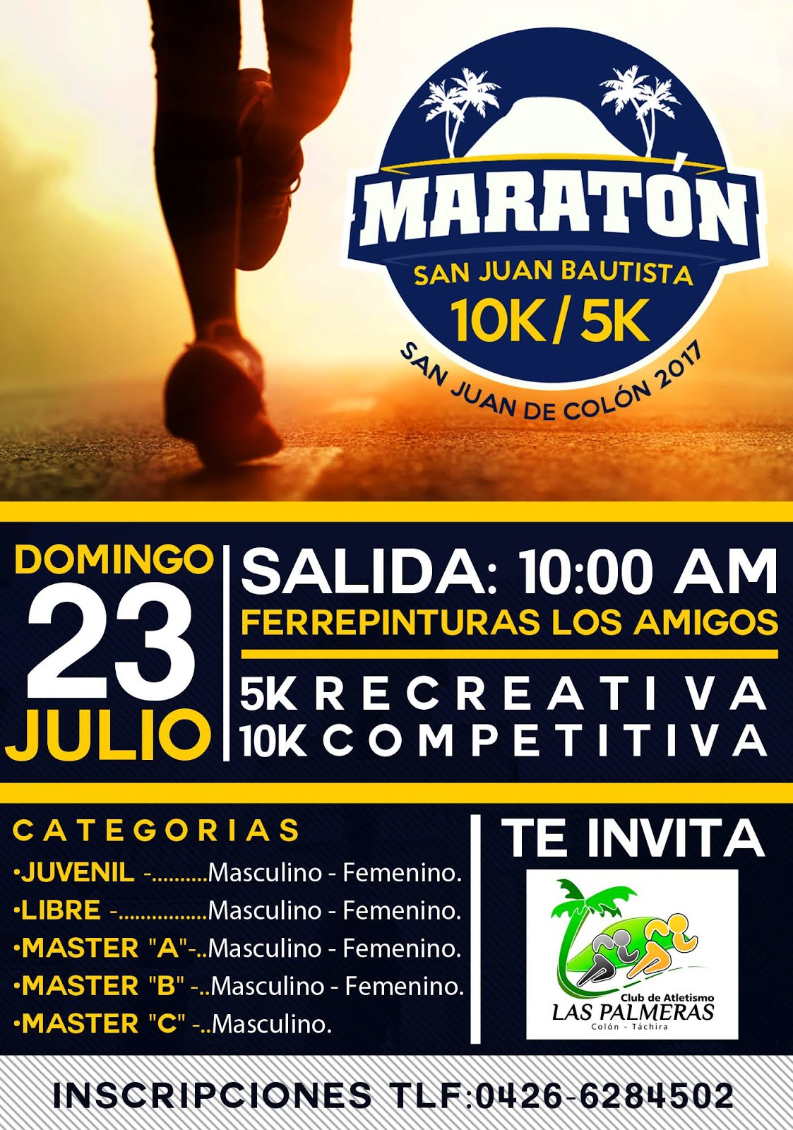 Instituto del Deporte Tachirense GDT Maratón San Juan Bautista 10K y 5K en Colón el 23 de Julio