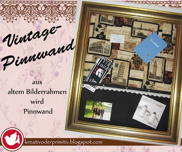 Vintage Pinnwand Memoboard Magnetwand DIY selber machen basteln anleitung tutorial Stoff alter Bilderrahmen Stecknadeln