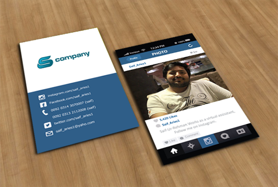 convert instagram profile into business card psd