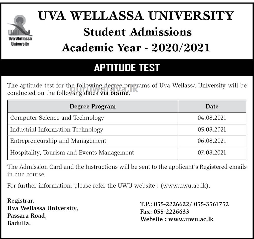 aptitude-test-2020-2021-uva-wellassa-university-teacher