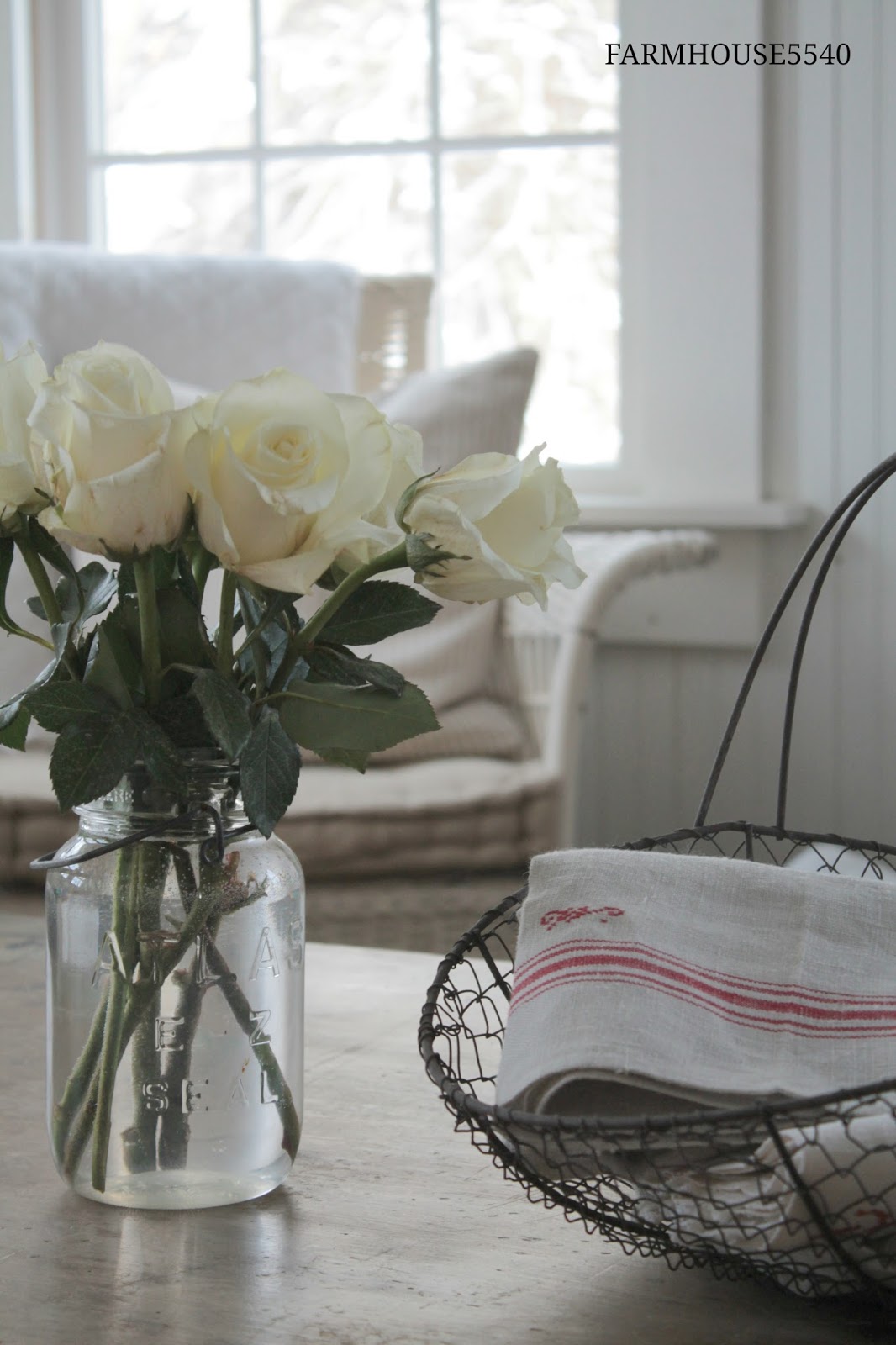 FARMHOUSE 5540 Red Stripe Linens In Honor Of Valentine's Day