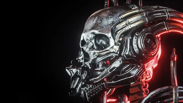cyberpunk robot skull