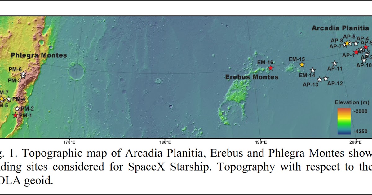 SpaceX has downselected 7 potential Mars landing sites for Starship