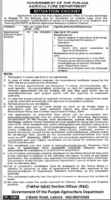 agricultur-department-punjab-jobs-2020-lahore-application-from