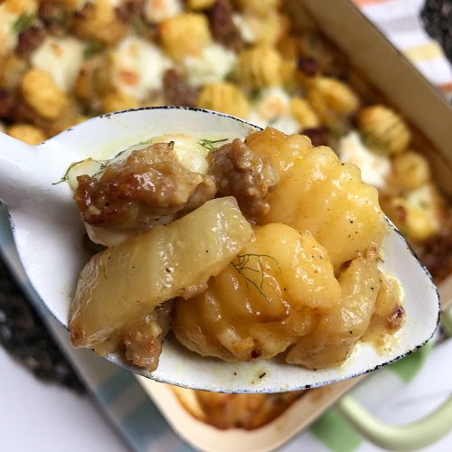 Greenway36: Gnocchi-Auflauf mit Hack, Fenchel und Mozzarella