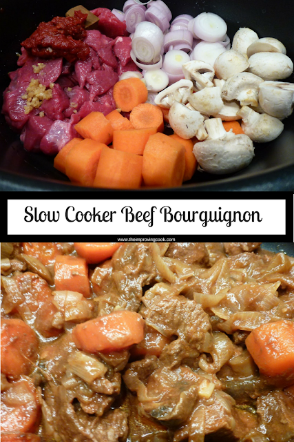 Slow Cooker Beef Bourguignon 2 photos with text