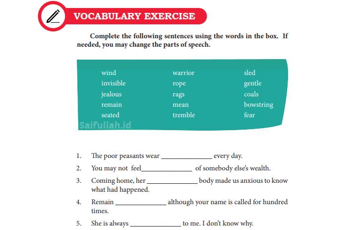 Jawaban Soal Vocabulary Exercise Hal 186 Chapter 14 + Terjemahan