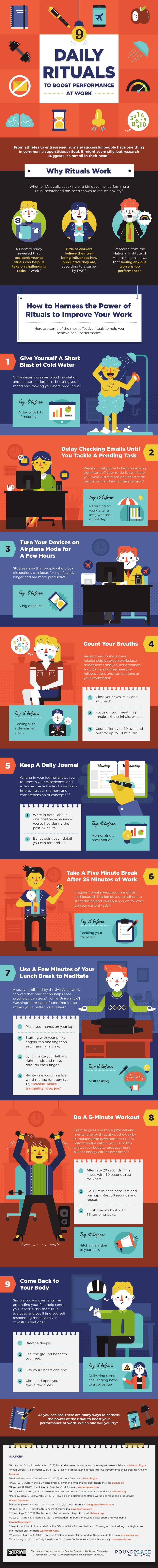 9 Daily Rituals To Boost Performance At Work #infographic