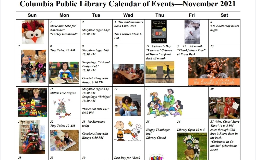 COLUMBIA SPY: Columbia Public Library Calendar of Events - November 2021 COLUMBIA SPY: Columbia Public Library Calendar of Events - November 2021