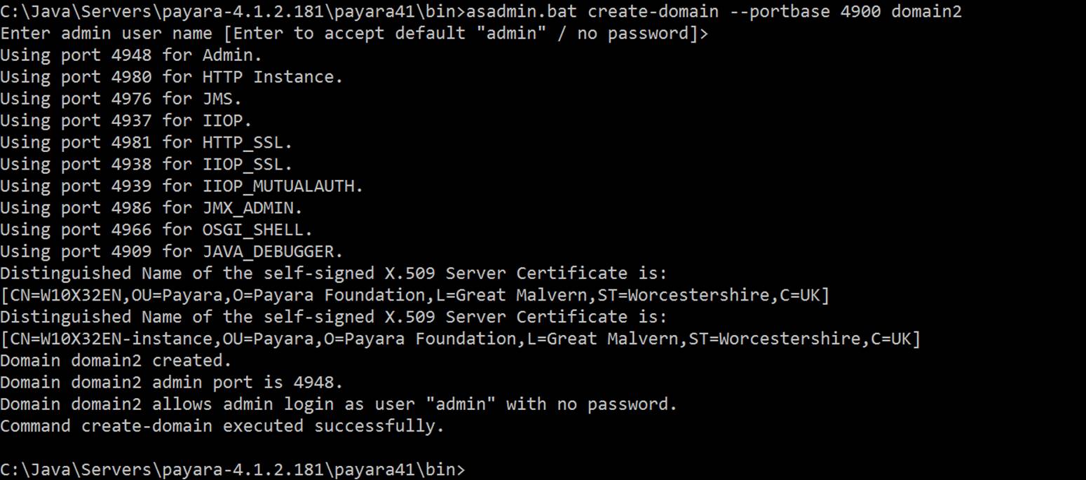 Create a new domain in Glassfish or Payara