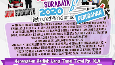 Kondusif dan Sukses Pilwali Surabaya, Komunitas Jogo Suroboyo Dot Com Gelar Lomba Narasi Pilkada Damai