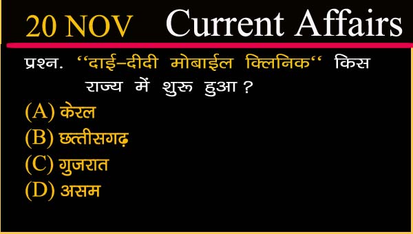 20 November 2020 current affairs in hindi