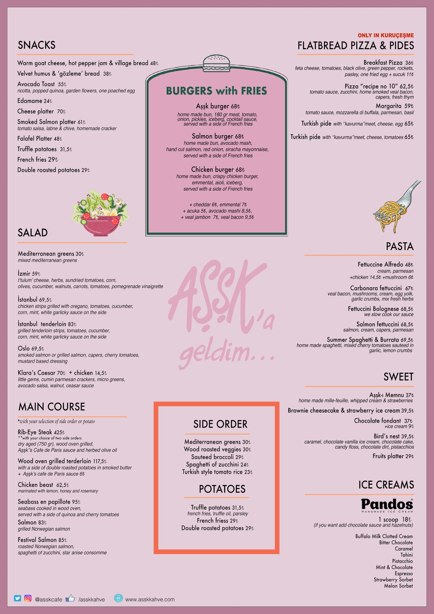 AŞŞK KAHVE MENU Aşşk Kahve