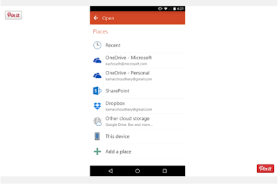 Sharing ke Akun Cloud di Microsoft PowerPoint untuk Android Phone