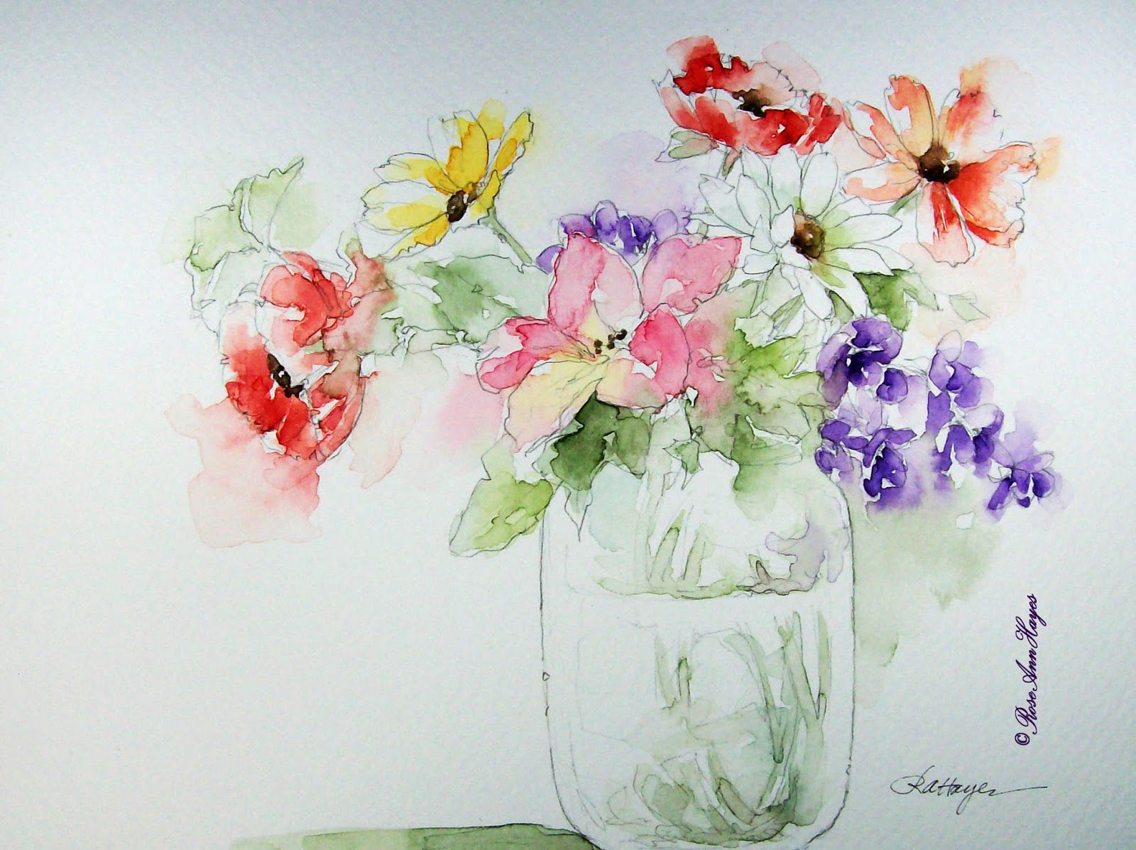 Watercolor Paintings by RoseAnn Hayes: Watercolor Painting of Flowers