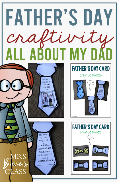 Cute Fathers Day gift- Card tie craftivity for Kindergarten and First Grade