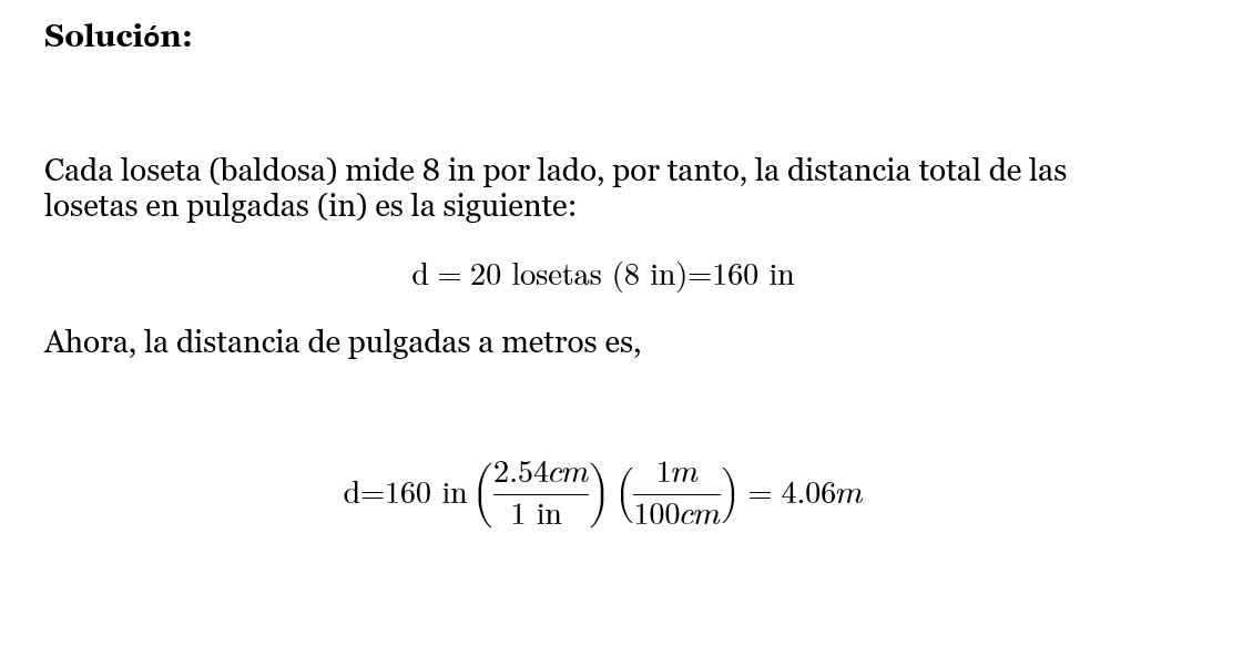 2. Una sola loseta de piso mide 8 in de cada lado. Si las losetas se