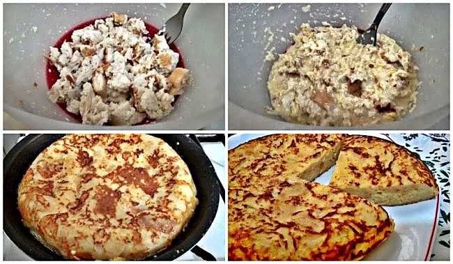 Preparación de la tortilla de pan con queso