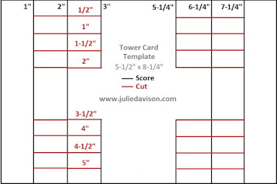 Tower Card Cutting Template & Video Tutorial ~ www.juliedavison.com