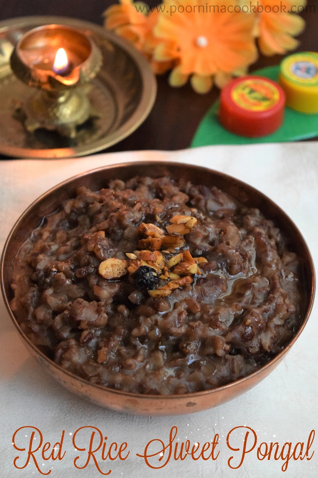 Poornima S Cook Book Red Rice Sweet Pongal Sigappu Arisi Sakkarai Pongal Puttu Arisi Sakkarai Pongal