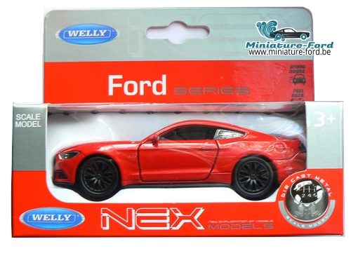 Welly, 2015 Ford Mustange GT,carton gris et rouge
