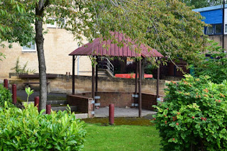 A seating area under a Pagoda