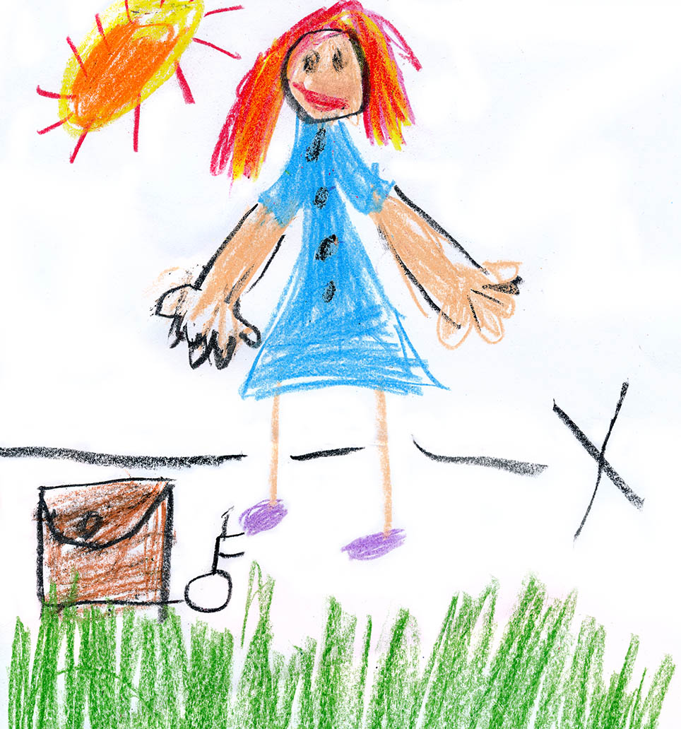 Luz y artes: Una niña de 7 años contando una historia con un dibujo