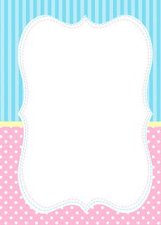 Celeste, Rosa y Amarillo: Invitaciones para Imprimir Gratis. Para hacer invitaciones, tarjetas, marcos de fotos o etiquetas, para imprimir gratis de Celeste, Rosa y Amarillo.