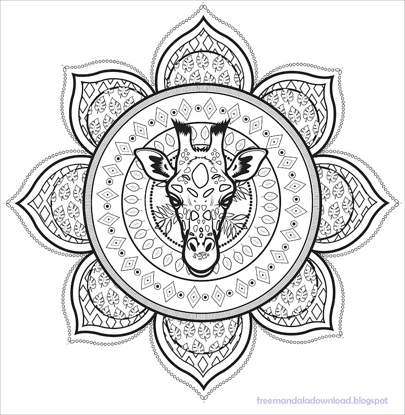 Mandalas mit TierenMalvorlagen Giraffe Mandala Free