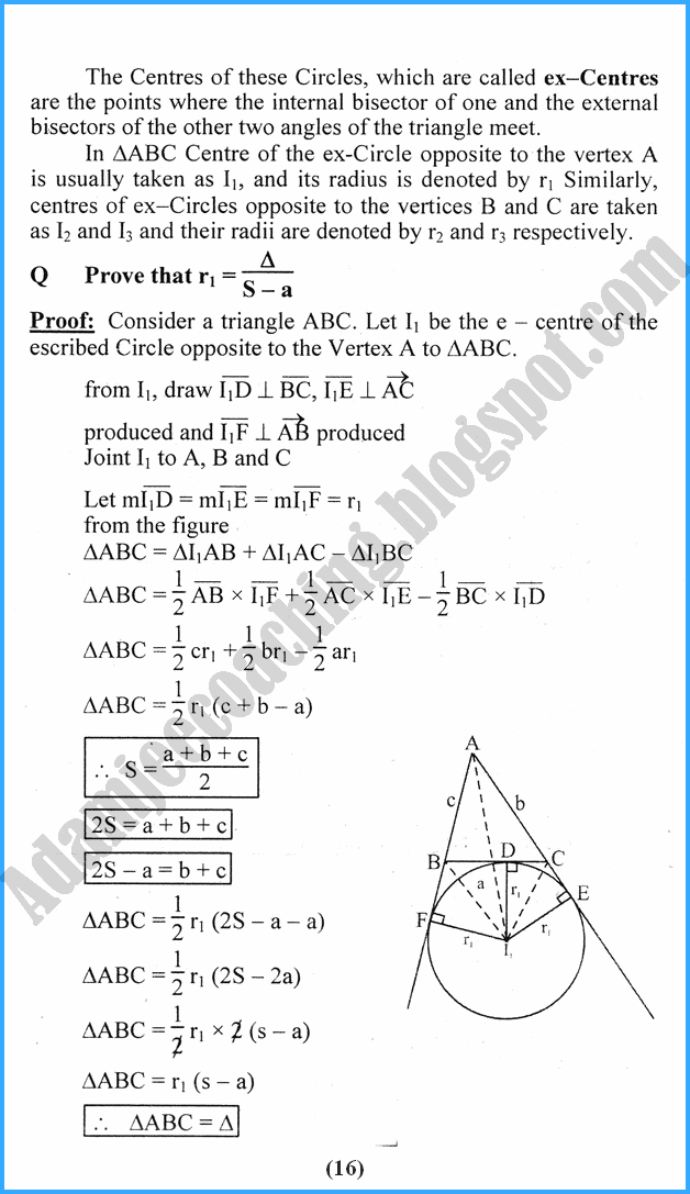 Adamjee Coaching Solutions of Triangles Definitions and Formulae