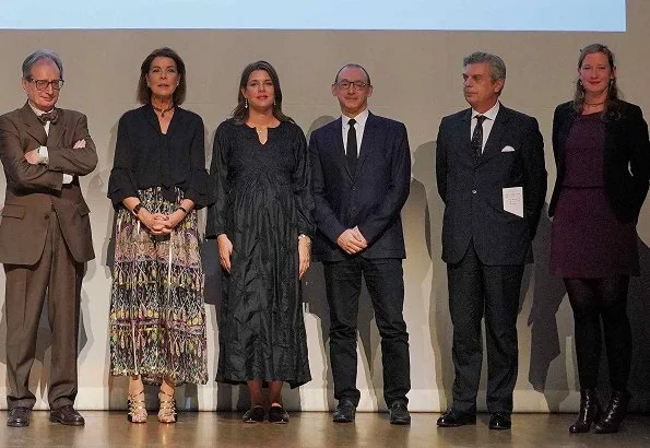 Princess Caroline of Hanover and Charlotte Casiraghi attended The Prince Pierre Foundation's 2018 award ceremony. Caroline's floral print skirt