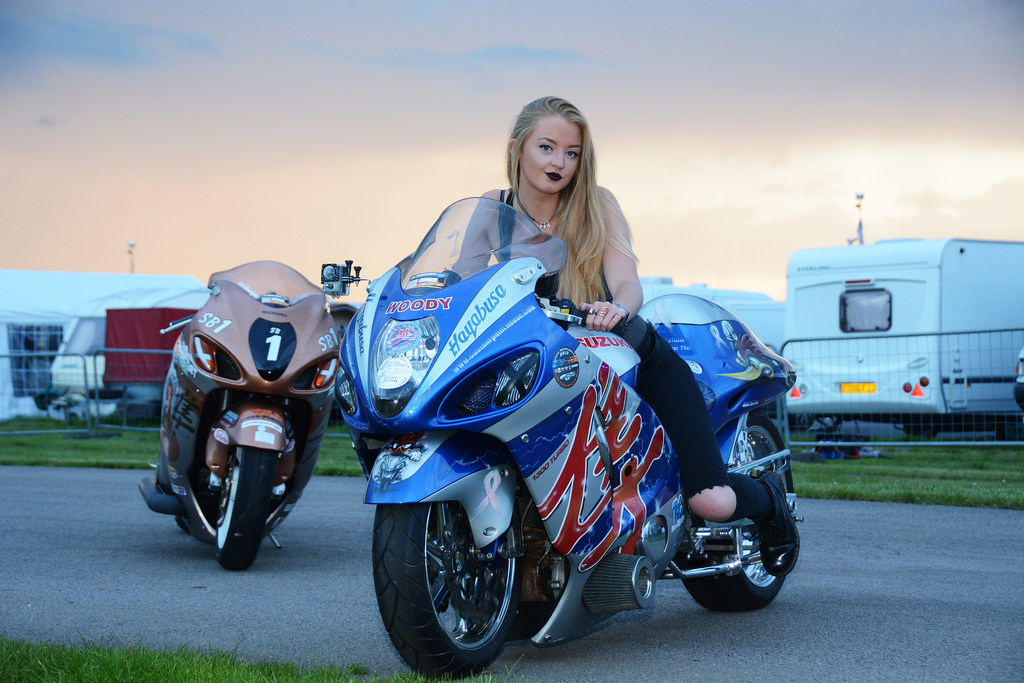 Girl on Suzuki Bike