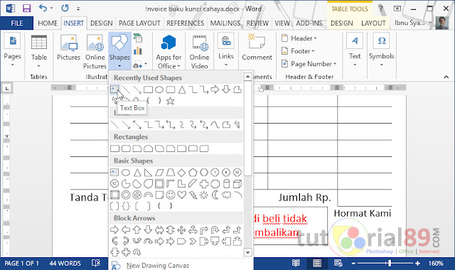 Cara mudah membuat kwitansi dengan ms word