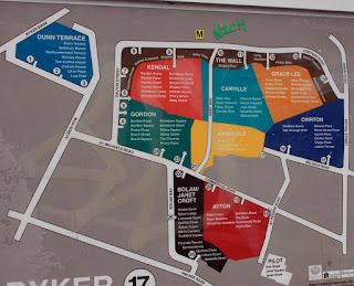 A coloured map showing the different estates in the Byker Housing estate