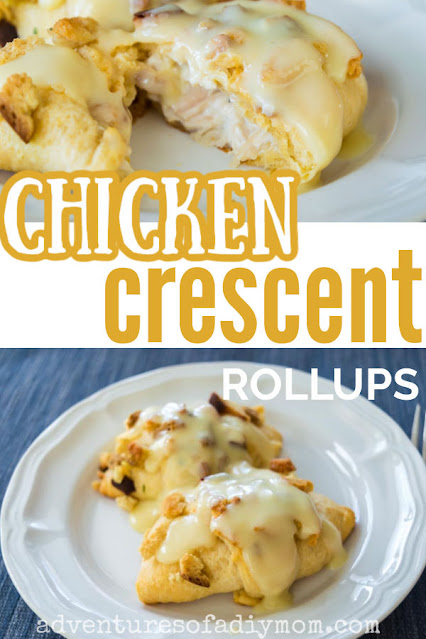 collage of chicken crescent rollups