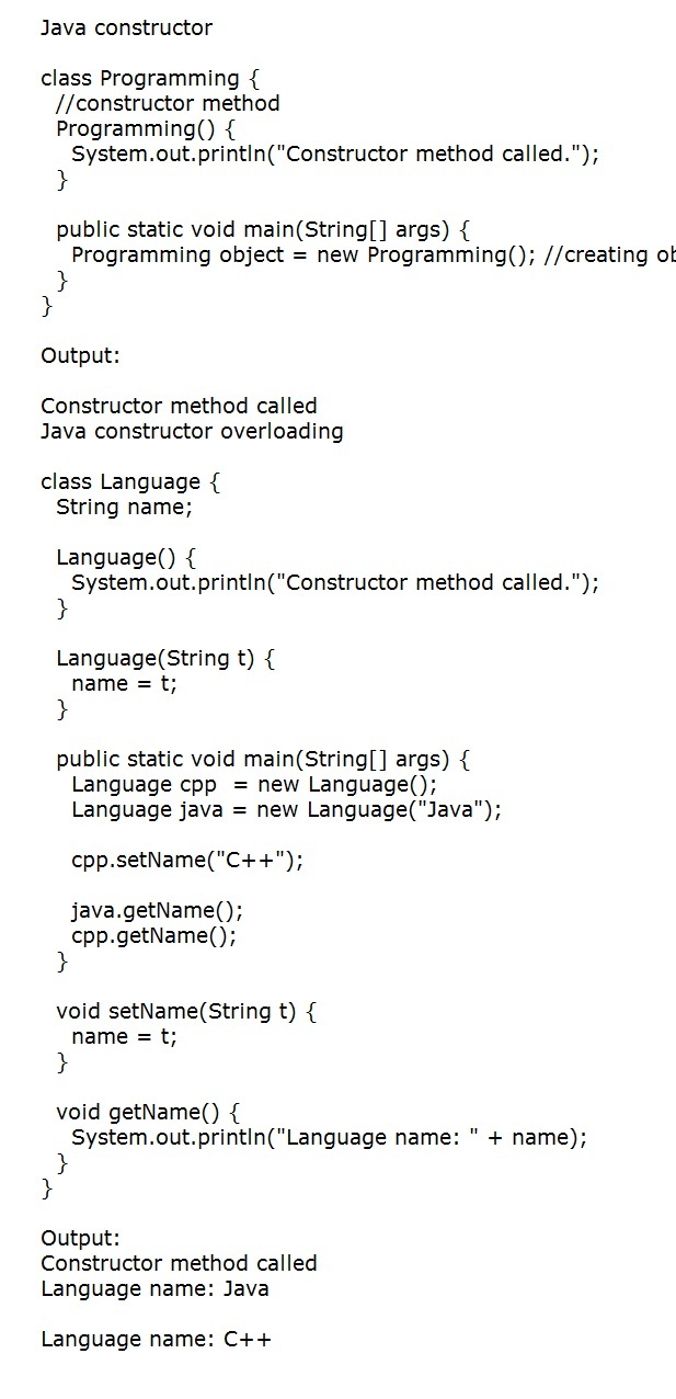 Write a Program to Create a Constructor in Java