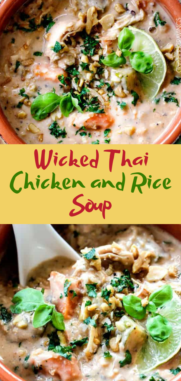 Healthy Recipes Wicked Thai Chicken and Rice Soup Delicious Pin It