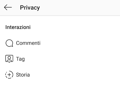 Instagram per Android Privacy