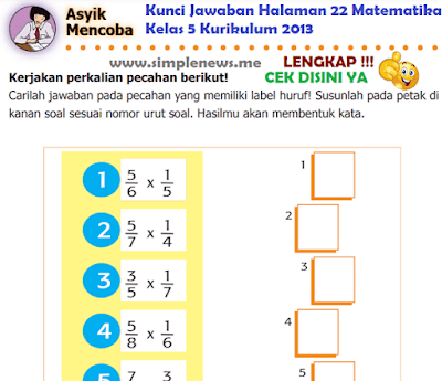 Kunci Jawaban Halaman 22 Matematika Kelas 5 Kurikulum 2013 www.simplenews.me
