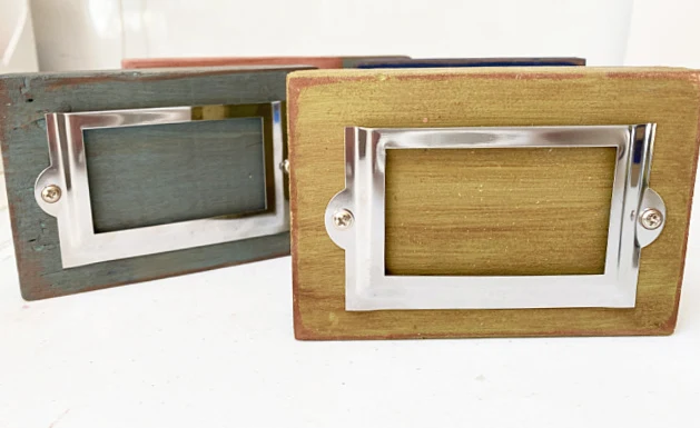 colored blocks with silver label holders