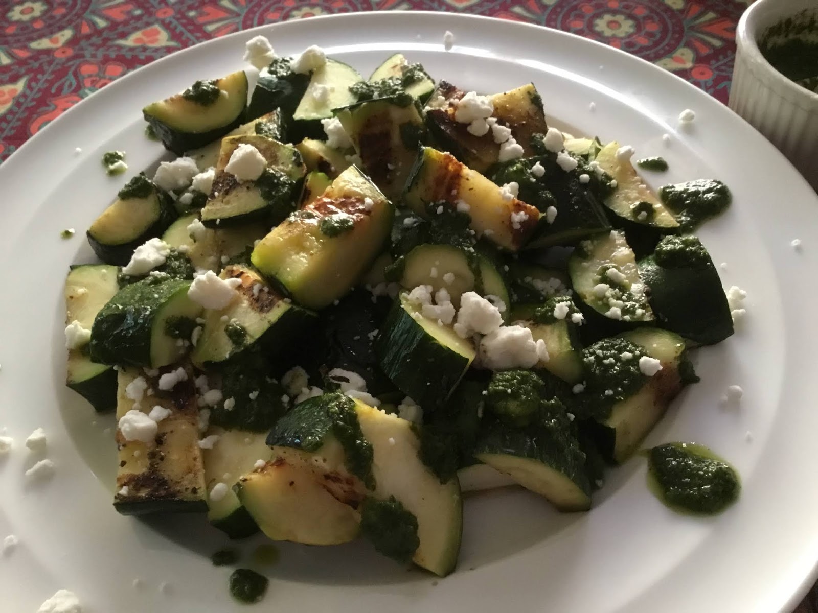 Home on my Range Grilled Zucchini with Goat Cheese and Basil Vinaigrette