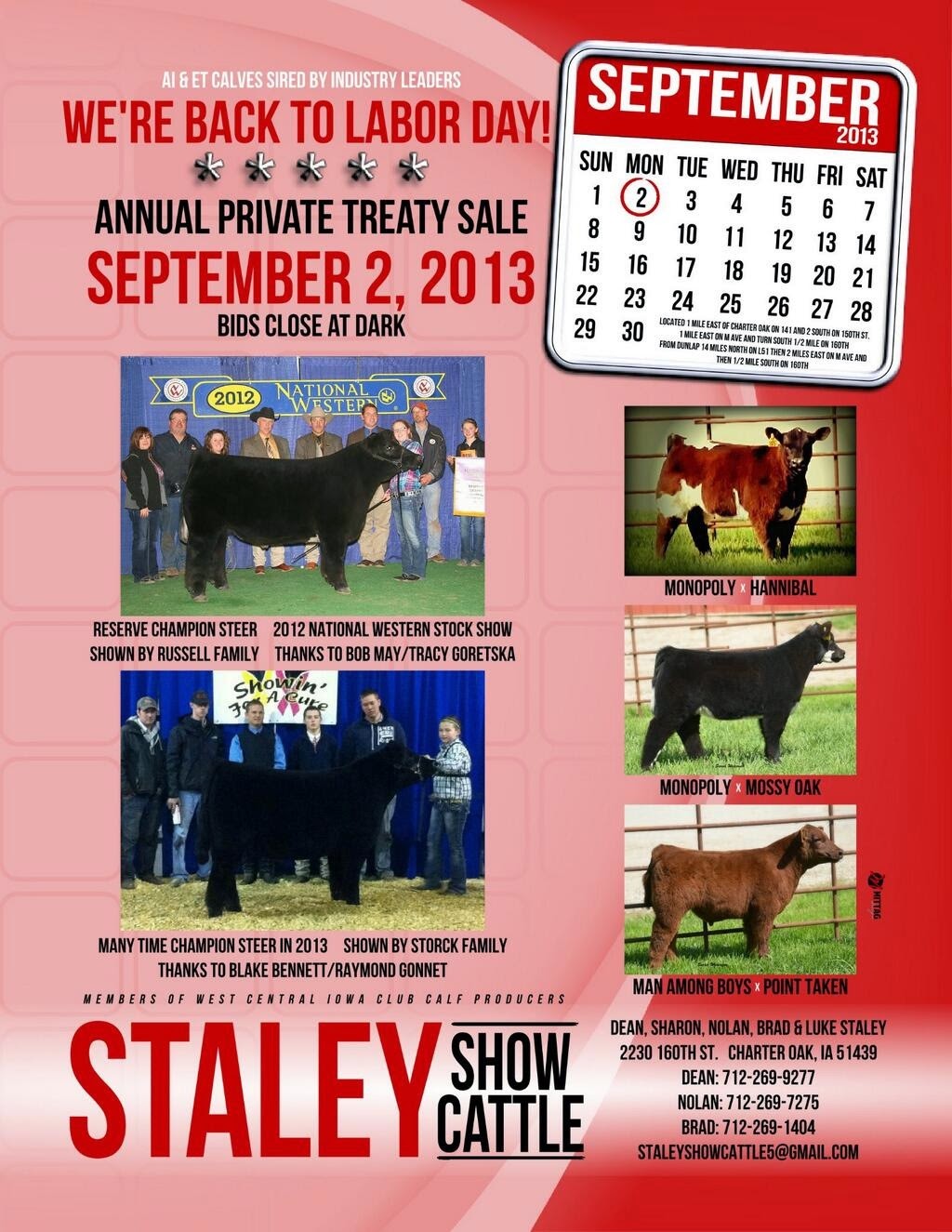 DIAMOND G CATTLE CO.: Staley Show Cattle - Sale Ad