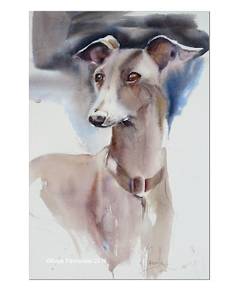 greyhound, dog, watercolour, painting, commission, art