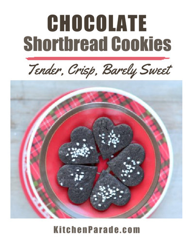 Chocolate Shortbread Cookies, a love letter to nurses ♥ KitchenParade.com, tender, crisp and barely sweet.